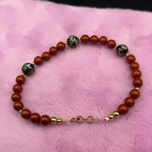 Vintage 90s/2000s Y2K Red Stone Gold Clasp Bracelet